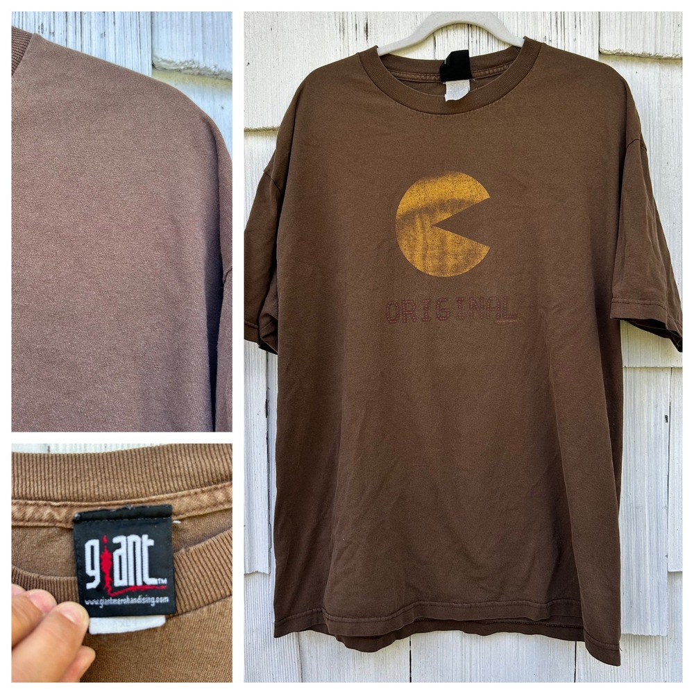 Vintage Giant Pac Man T Shirt Giant Brown‎ Original Gaming Graphic Tee Mens XL